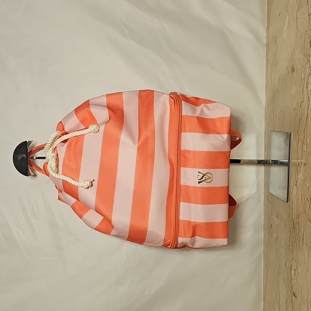 Victoria's Secret Pink Stripe Beach Bag Cooler Backpack